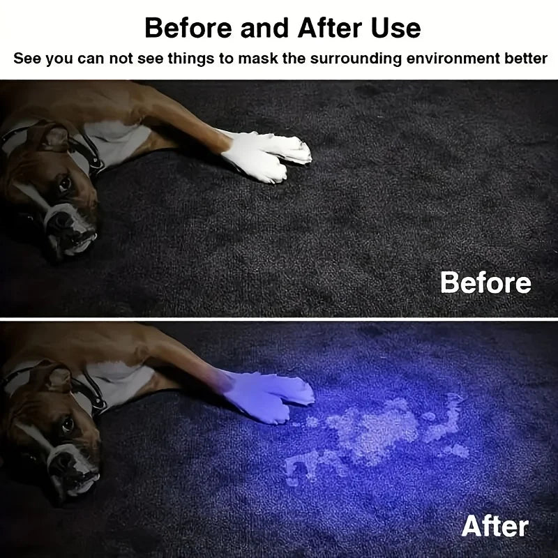 Portable UV Flashlight UV395NM – Zoomable ABS Torch with 3 Modes for Camping, Pet Stains, & Fluorescent Detection