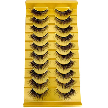5/10 Pairs 3D Mink False Eyelashes – Wispy Handcrafted Full Strip Short Natural Lashes for Makeup