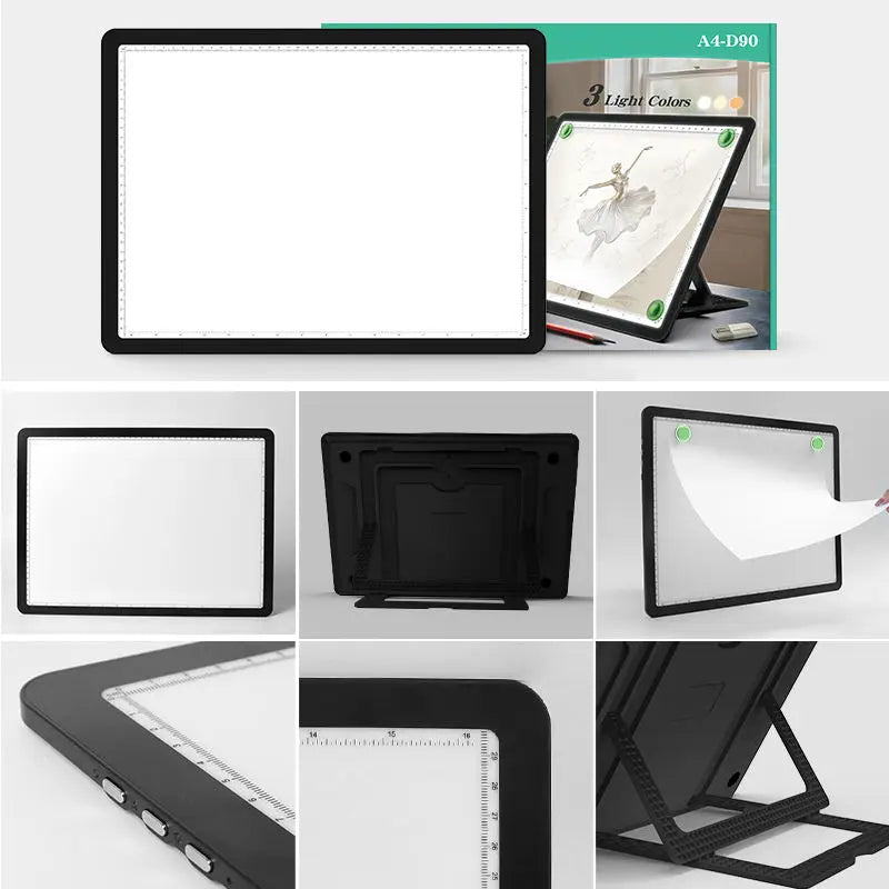 A3/A4 LED Light Drawing Board - Adjustable 6-Level Brightness Tracing Pad with Stand & Magnets for Architects