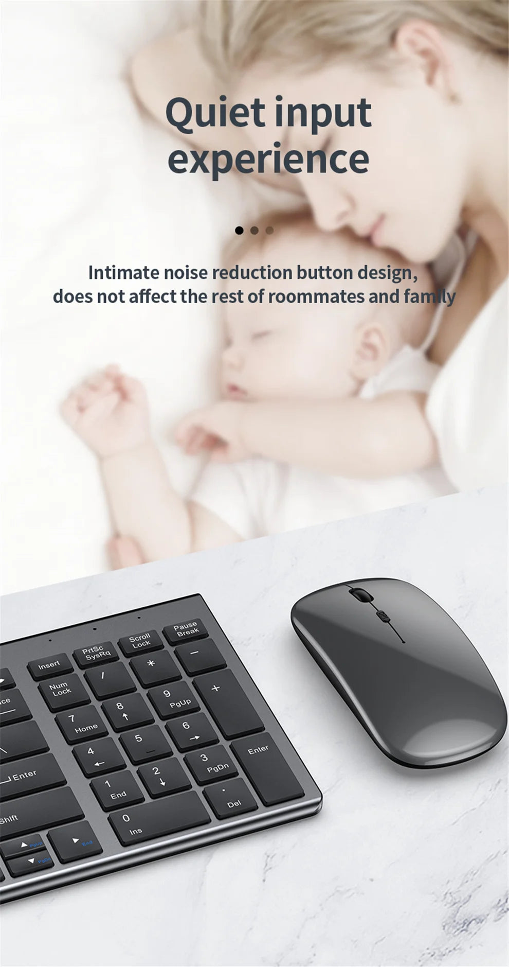 Gray Bluetooth 5.0 & 2.4G Wireless Keyboard Mouse Combo – Rechargeable Full Size Keyboard for Notebook & Laptop