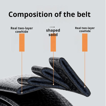 OYIFAN Men’s Genuine Leather Belt – Designer Alloy Buckle Automatic Ratchet Belt