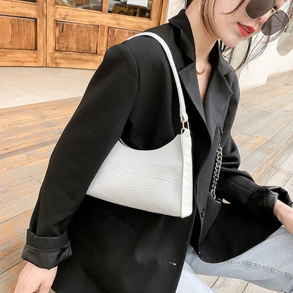 Retro Alligator Pattern PU Leather Handbag for Women – Small Shoulder & Clutch Tote Purse