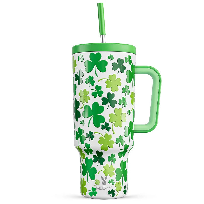 Meoky 40oz Mug Tumbler with Handle – Insulated Stainless Steel Tumbler with Lid & Straw, Coffee Thermos Cup, Heat Press Ready