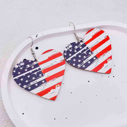 American Flag Drop Dangle Earrings - Patriotic 4th of July Teardrop Tassel Rhinestone Jewelry for Women