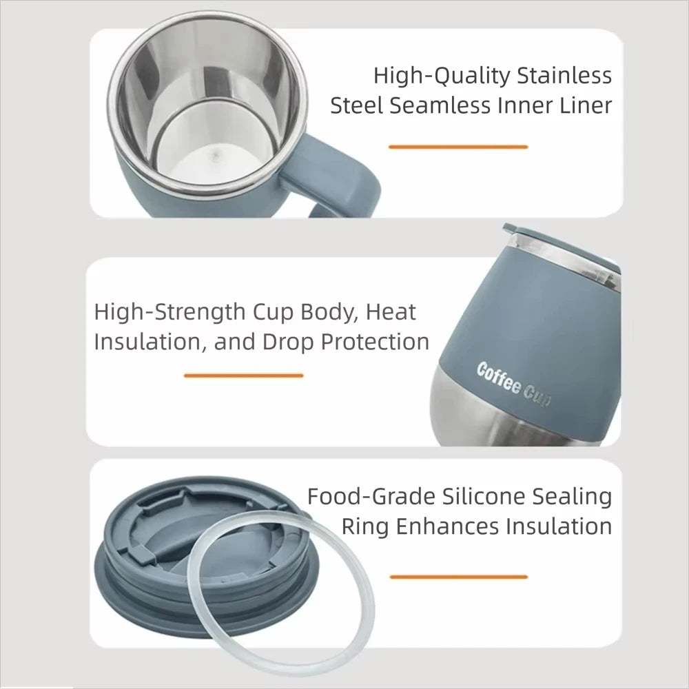 500ML Stainless Steel Insulated Coffee Cup - Double Wall Hot & Cold Travel Tumbler with Lid, Leakproof Design