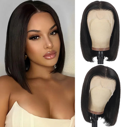 Bob Wigs 13x6 Lace Front Human Hair — 220 Density Short Straight Brazilian Closure HD Transparent Lace Frontal for Women