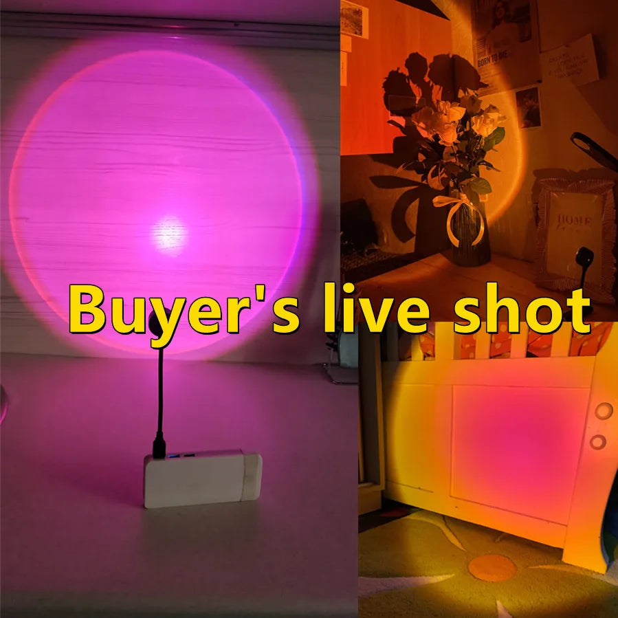 RnnTuu LED USB Sunset Lamp – Portable Mood Light, Home Decor & Photography Projector for Living Room & Wall