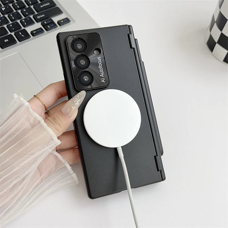 Plated PC Tempered Glass Phone Case - Anti-Fingerprint Drop Protection Cover for Samsung Galaxy Z Fold 7/6/5