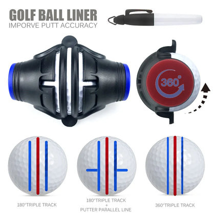 360 Degree Rotating Golf Ball Liner Marker: Improve Putt Accuracy with Template Marker Pen - Essential Golf Tool for Putting Positioning