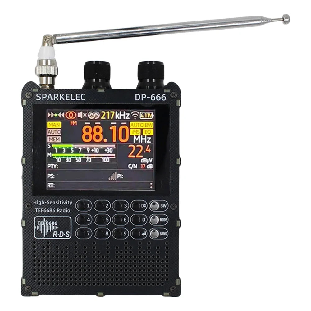 DP-666 TEF6686 Digital Radio - Full-Band FM AM LW MW SW Receiver with ESP32, RDS & 2.8-Inch IPS LCD