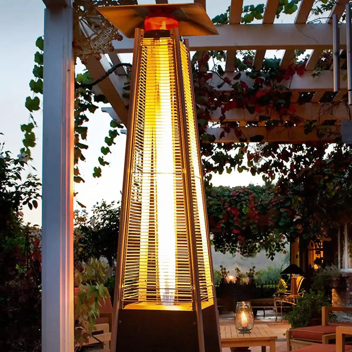 Outdoor Pyramid Gas Flame Patio Heater – Standard Flame Heater for Backyard, Patio & Outdoor Activities