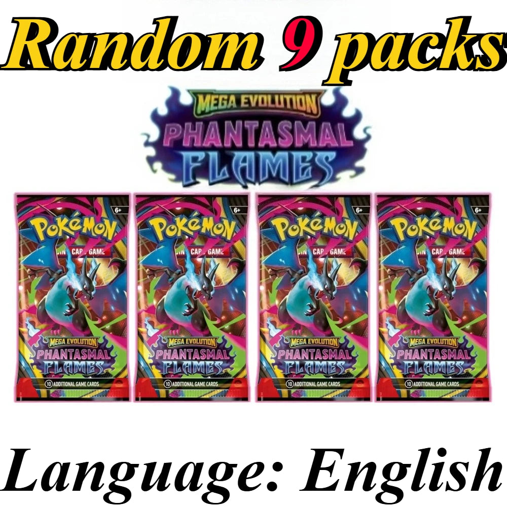 9 Pack Pokémon Trading Cards Set - English Booster Packs with Bright Stars, Prismatic Evolutions and Paldean Fates Gift Collection