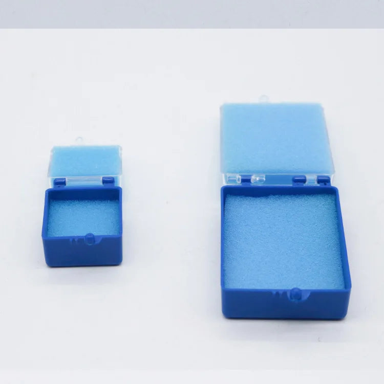 100PCS Dental Implant Storage Box – 1inch & 2inch Plastic Denture Box with Sponge, Blue, Black, White, for Dentistry & Laboratory