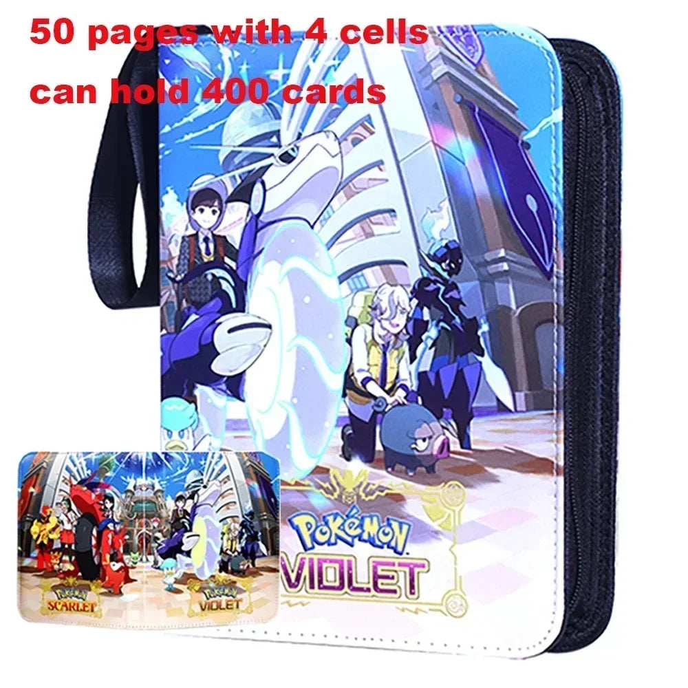 400PCS Pokémon Album Binder – PU Zipper Photo Card Holder for Trading Cards, Letters, and Collectible Hobby Folder