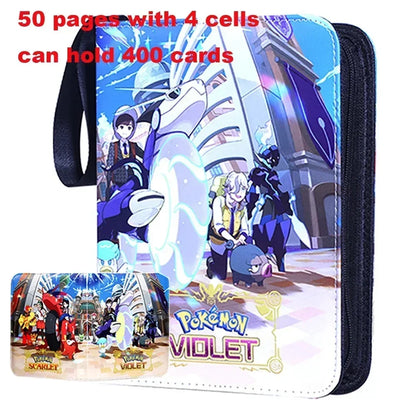 400PCS Pokémon Album Binder – PU Zipper Photo Card Holder for Trading Cards, Letters, and Collectible Hobby Folder