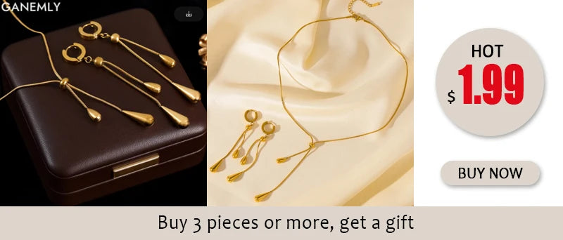 GANEMLY 316L Stainless Steel Water Drop Pendant Necklace – Trendy 18K Gold Plated Women’s Jewelry Gift