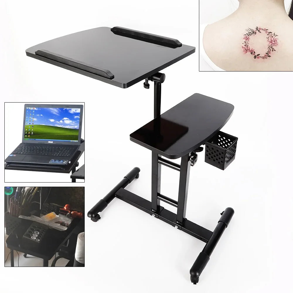 Portable Tattoo Workstation — Adjustable Dual Surface Table with Impact-Resistant Board