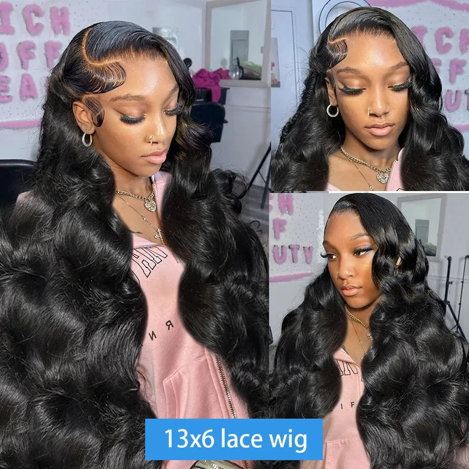 40 Inch Loose Body Wave Lace Front Wig – High-Density 13x6 HD Brazilian Black Human Hair for Women