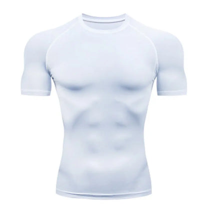 Men's Compression Running Shirt - Quick Dry Short Sleeve Fitness & Gym Training Top