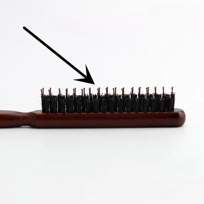 Professional Salon Teasing Brush – Boar Bristle Wood Slim Comb for Backcombing, Hair Extensions & DIY Styling