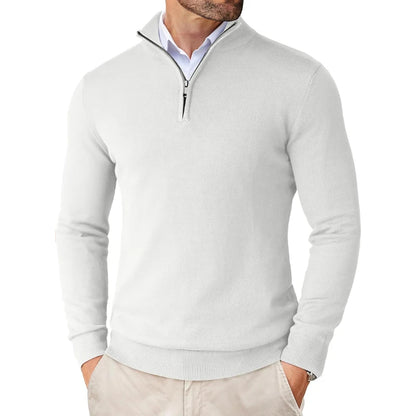Men's Quarter Zip Sweater - Slim Fit Lightweight Mock Neck Knitted Pullover Casual Outdoor Streetwear Top