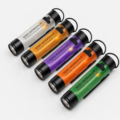 Mini 5050 Rechargeable LED Pocket Flashlight - Clip-On Hat Light and Portable Keychain Torch for Camping, Hiking, and Outdoor Use