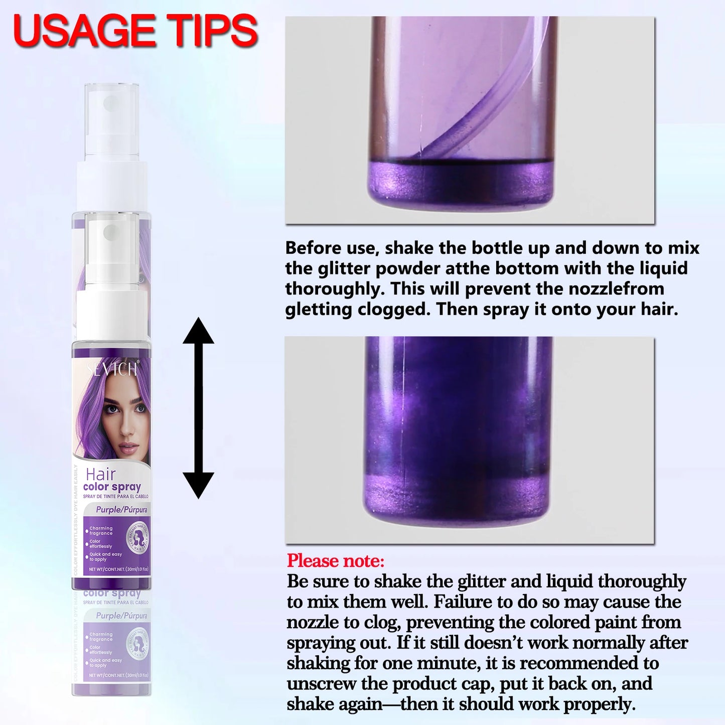 Halloween Hair Color Spray - Washable Temporary Hair Dye for DIY Party Styling, One-Time Color & 8 Shades