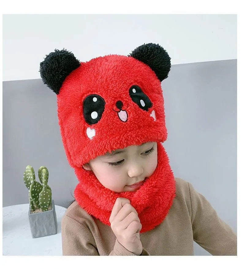 Fashionable Kids Beanie Set - Autumn & Winter Cartoon Scarf Hat, Double Layer Wool, Warm Boys & Girls Winter Hat