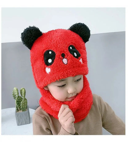 Fashionable Kids Beanie Set - Autumn & Winter Cartoon Scarf Hat, Double Layer Wool, Warm Boys & Girls Winter Hat