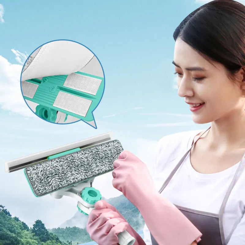 Extendable Window Glass Cleaning Household Tool: Retractable Pole for High Buildings, Dry and Wet Cleaning, Dust Cleaner Brush, Scraper Wiper