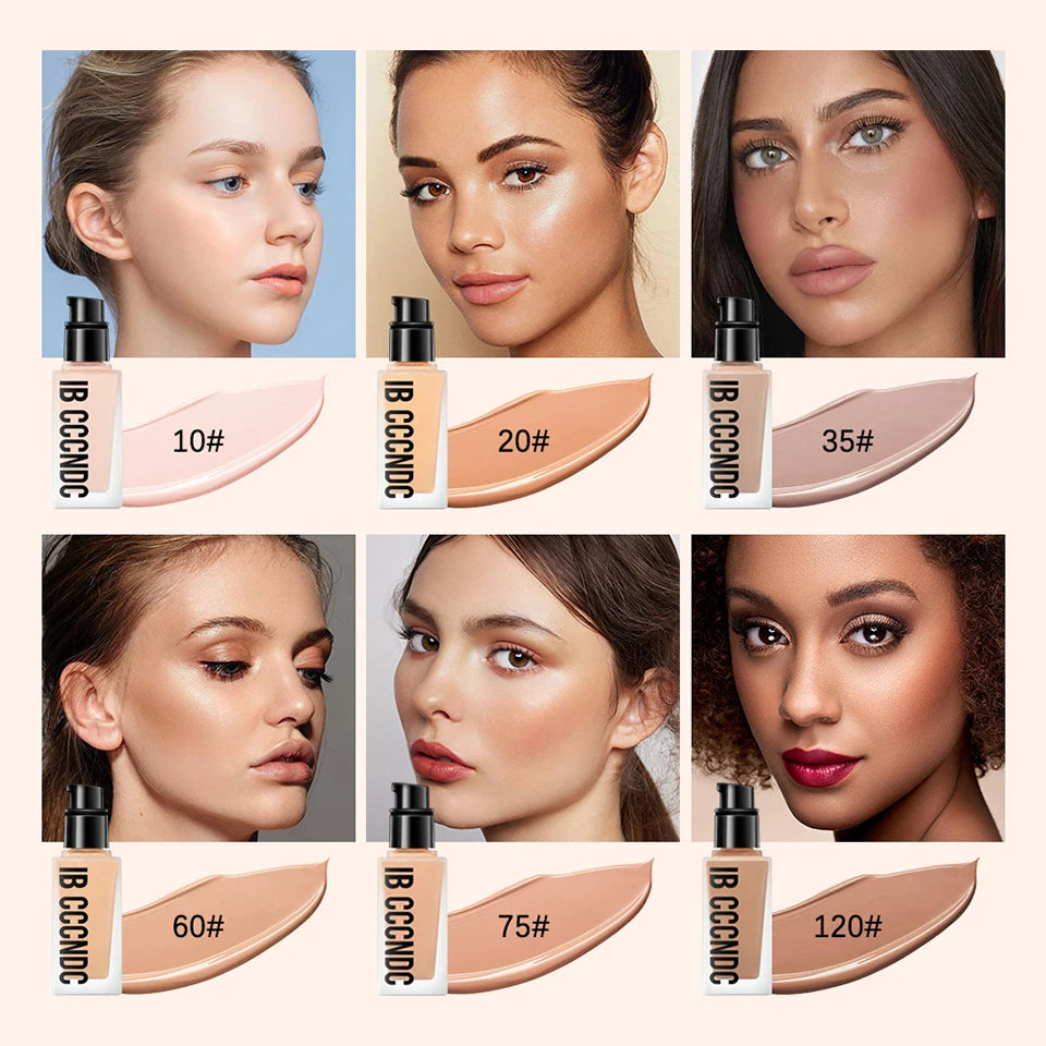 Flawless All-Day Waterproof Concealer & Foundation – 6-Color Full Coverage Moisturizing Makeup for Women