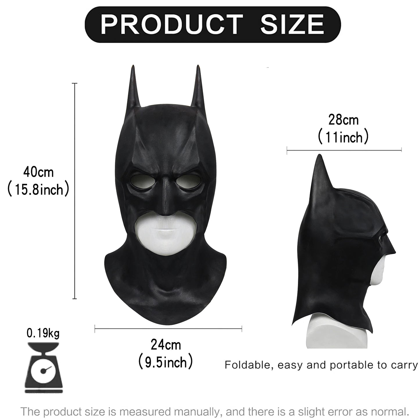 Cafele 2022 Batman Cosplay Costume for Men – Bruce Wayne Halloween Outfit with Black Latex Masquerade Mask