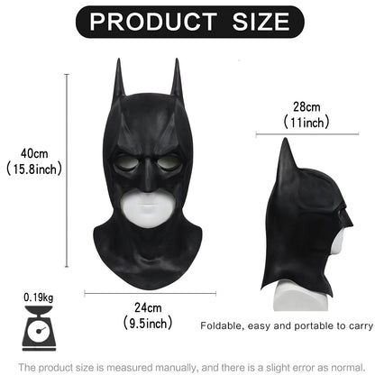 Cafele 2022 Batman Cosplay Costume for Men – Bruce Wayne Halloween Outfit with Black Latex Masquerade Mask