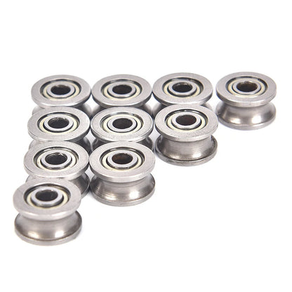 10pcs U624ZZ U Groove Ball Bearings - 4x13x7mm Guide Pulley for Rail Track Linear Motion
