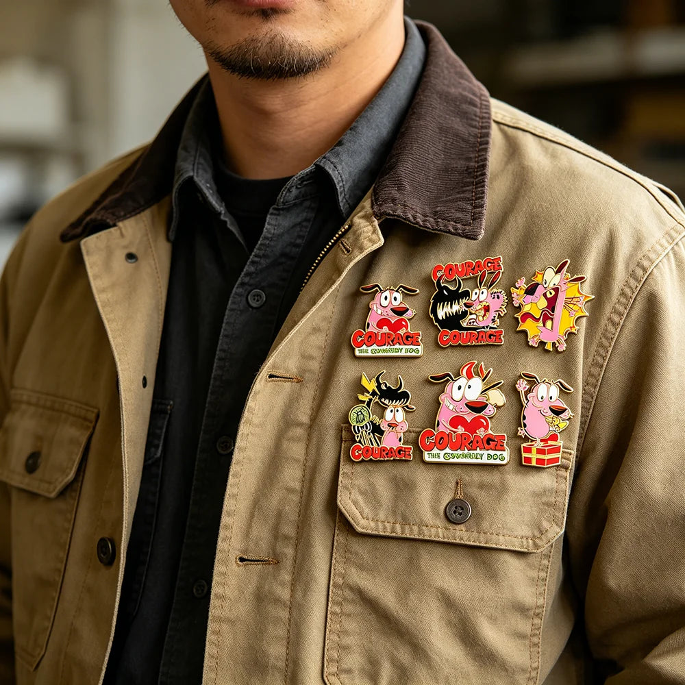 Anime Hero Dog Enamel Pins - 6-Piece Metal Lapel Brooch Set for Backpacks & Gifts