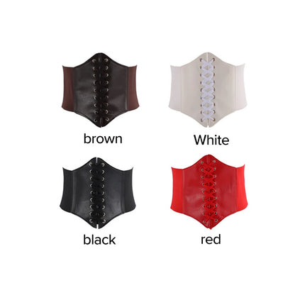 Women’s Leather Corset Waist Belt Shapewear – High Waist Slimming Cummerbund Strap Bustier Body Shaping Fashion Accessories