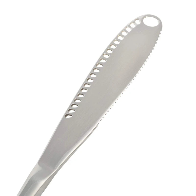 Stainless Steel Butter Knife with Holes: Versatile Cheese & Dessert Cutter - Multi-Purpose Kitchen Tool for Toast, Jam, and Cream