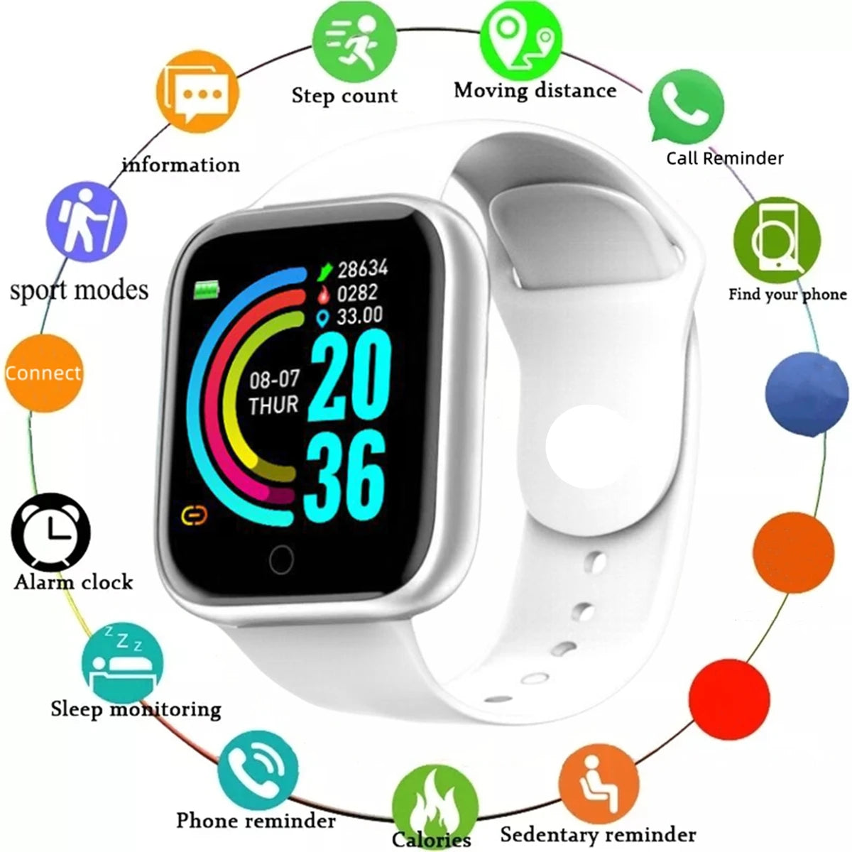 Smart Watch for Men & Women – Fitness Tracker Smartwatch with Message Notifications, Heart Rate Monitor, Electronic Wristwatch for Android & iOS, Birthday Gift Bracelet Style Watch