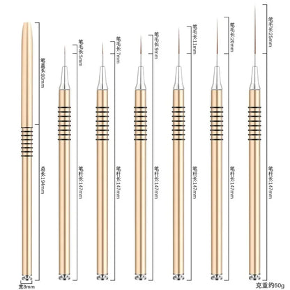 Nail Art Liner Brushes – Striping & Drawing Pens for Elongated Lines, 6–25mm Professional Manicure Design Tools