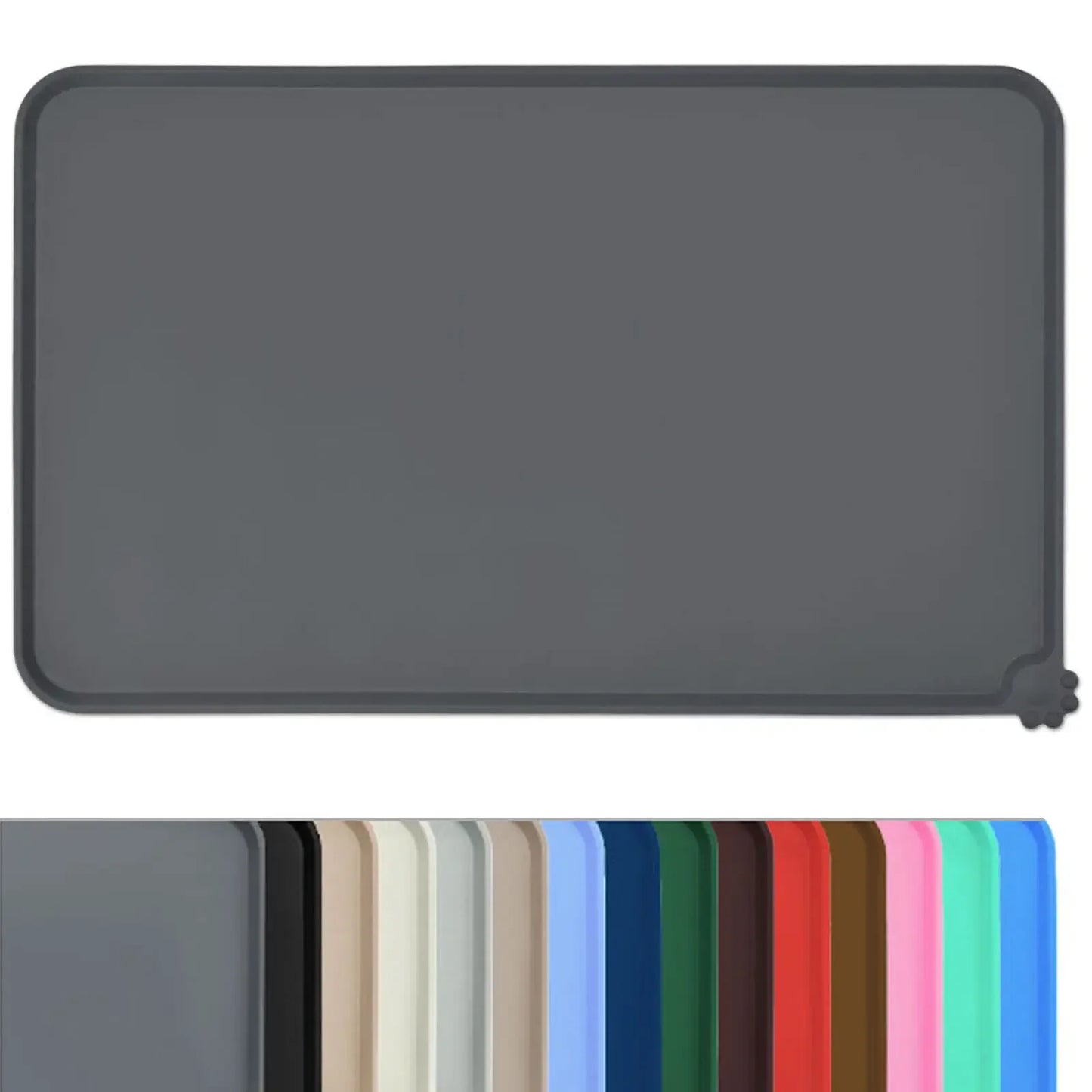 Waterproof Silicone Pet Food Mat – Non-Slip High-Lipped Feeding Bowl Mat for Cats & Dogs, Non-Stick Floor Protector Pad