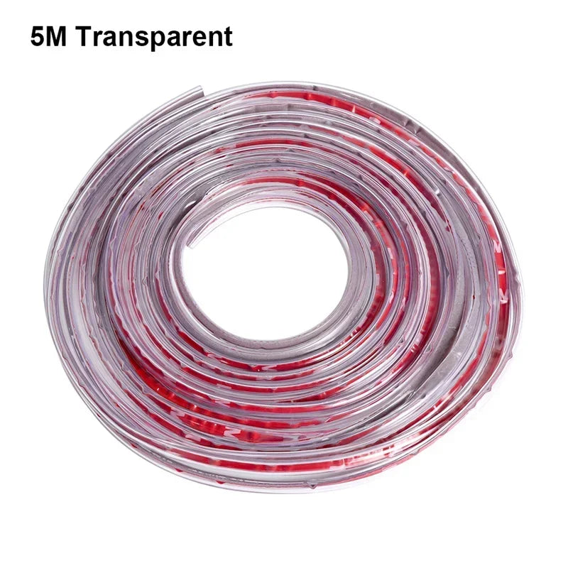 5M Car Door Edge Protector Strip - Transparent PVC Anti-Scratch Anti-Collision Sealing Tape for Vehicle Door Trim Protection