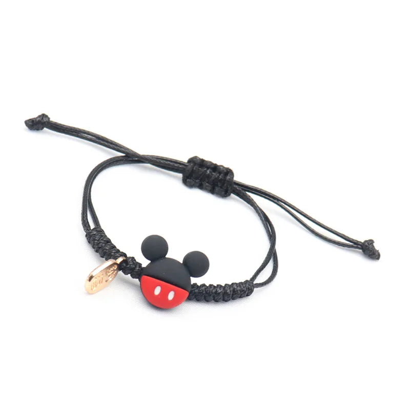 Mickey Mouse Hand-Woven Rope Bracelet – Cute Couple & Friends Fashion Jewelry, Adjustable Student Gift Wristband for Birthday & Casual Wear