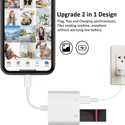 OTG Adapter for iPhone – Lightning to USB 3.0 Converter for iPhone 14/13/12/11/XR/8 Plus, Supports Mouse, Keyboard, Camera & Card Reader