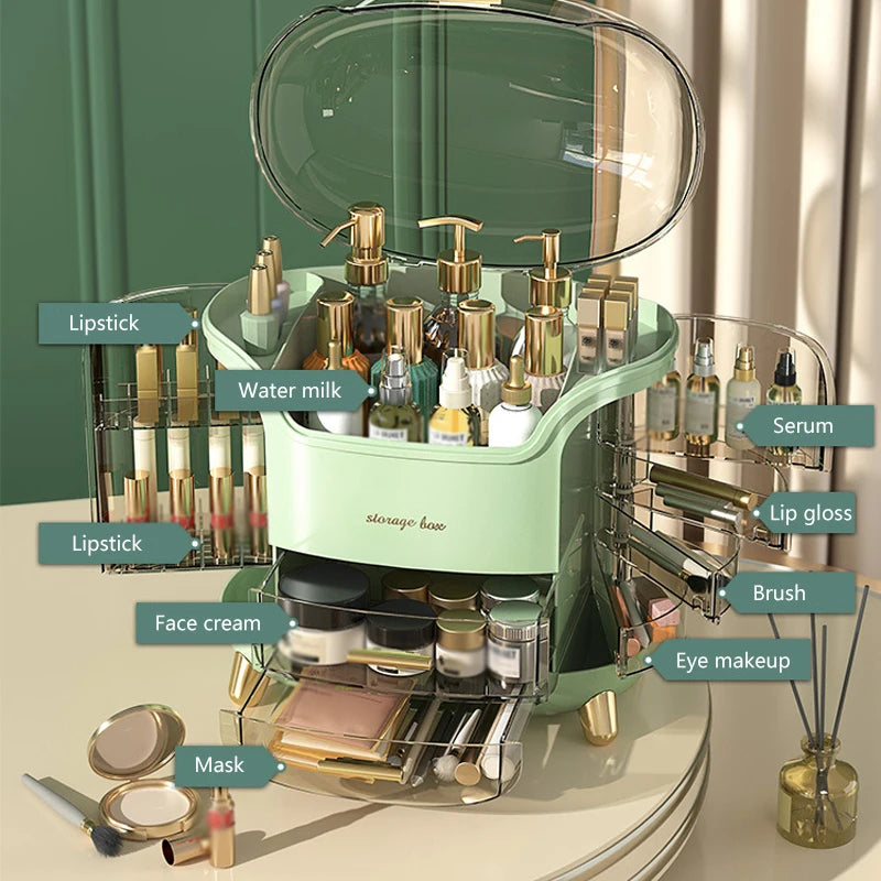 GlamStation Delight: Large Capacity Makeup Organizer - Desktop Chic for Your Beauty Bits!