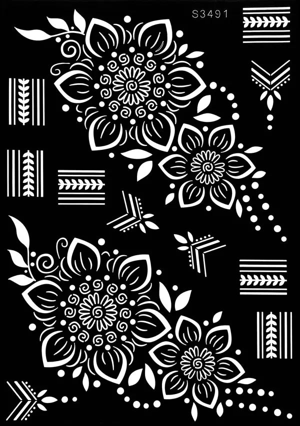 Reusable Henna Stencil Templates for Hand & Body – Floral Tattoo Stencils for Women, Weddings & Festivals Body Art Makeup Tools