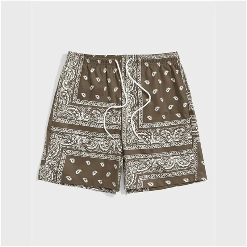Trendy Bandana Graphic Beach Shorts - Men’s Summer 3D Printed Swim Trunks