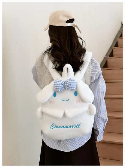 Kuromi & Cinnamoroll Plush Backpack — Cute Cartoon Soft Daypack for School, Travel & Daily Use