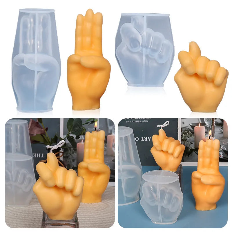 3D Middle Finger Candle Silicone Mold | DIY Gesture Aromatherapy Craft Tool | Soap, Resin, Plaster Art Making | Holiday Party Gift Idea