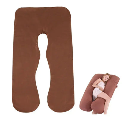 Cotton Maternity U-Shaped Body Pillow Case – 140/150cm Removable & Washable Cover for Pregnancy Support