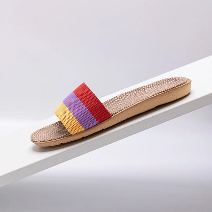 Unisex Fabric Summer Slippers – Breathable Soft Slip-On Indoor Home Shoes